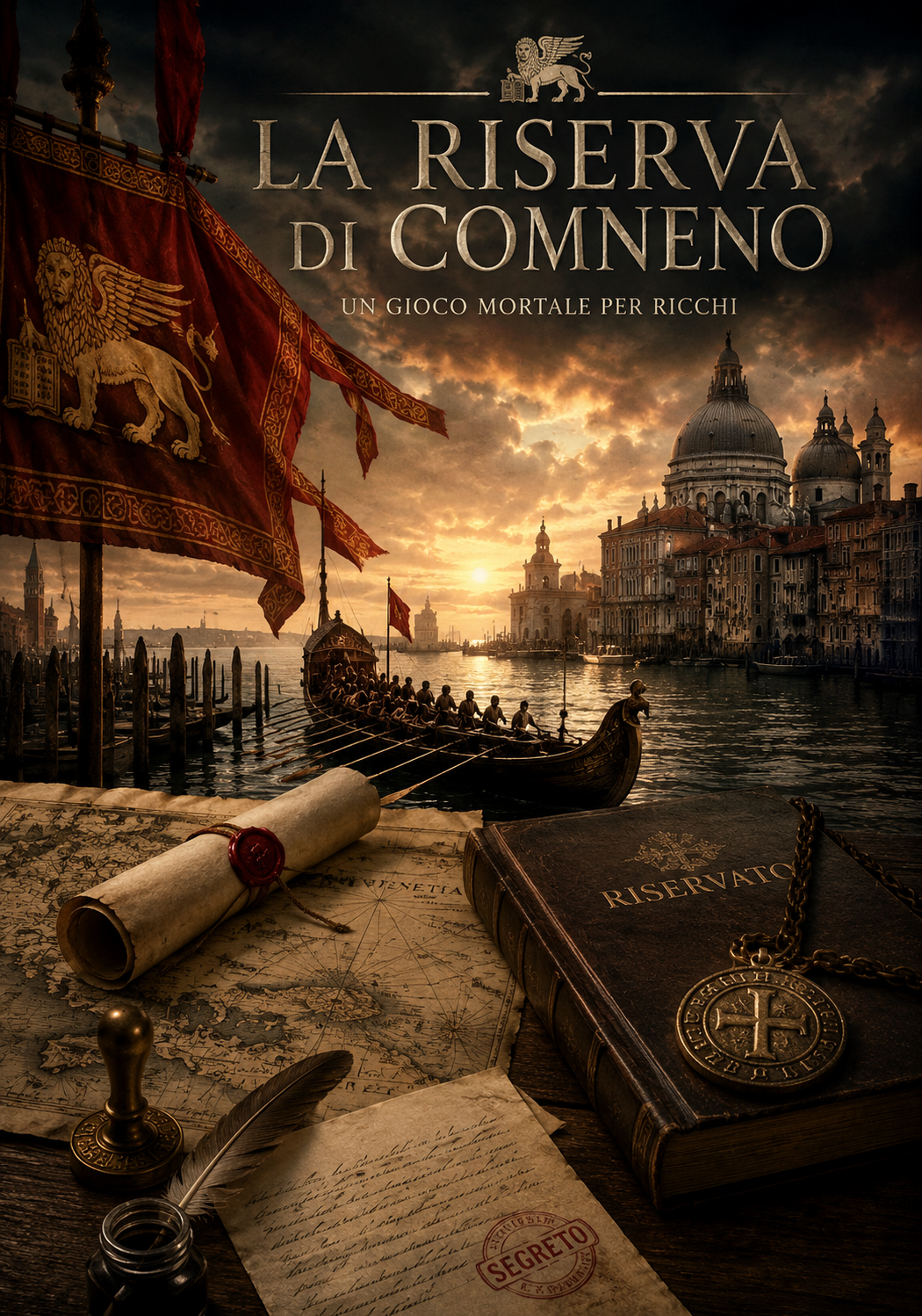 Ogni nave lascia una scia, anche quando il mare la cancella.
Una lettera imperiale.
Una rotta perduta.
Ottanta barili d'oro.
Un relitto che continua a sfidare il tempo.
Il Dossier de "La Riserva di Comneno" raccoglie documenti riservati, mappe, fascicoli diplomatici, relazioni tecniche, appunti dell'autore e materiali esclusivi per accompagnare il lettore nel cuore della più grande indagine storica del romanzo.
Perché il passato non scompare, aspetta soltanto di essere ritrovato.

Scarica l'Archivio della Serenissima.