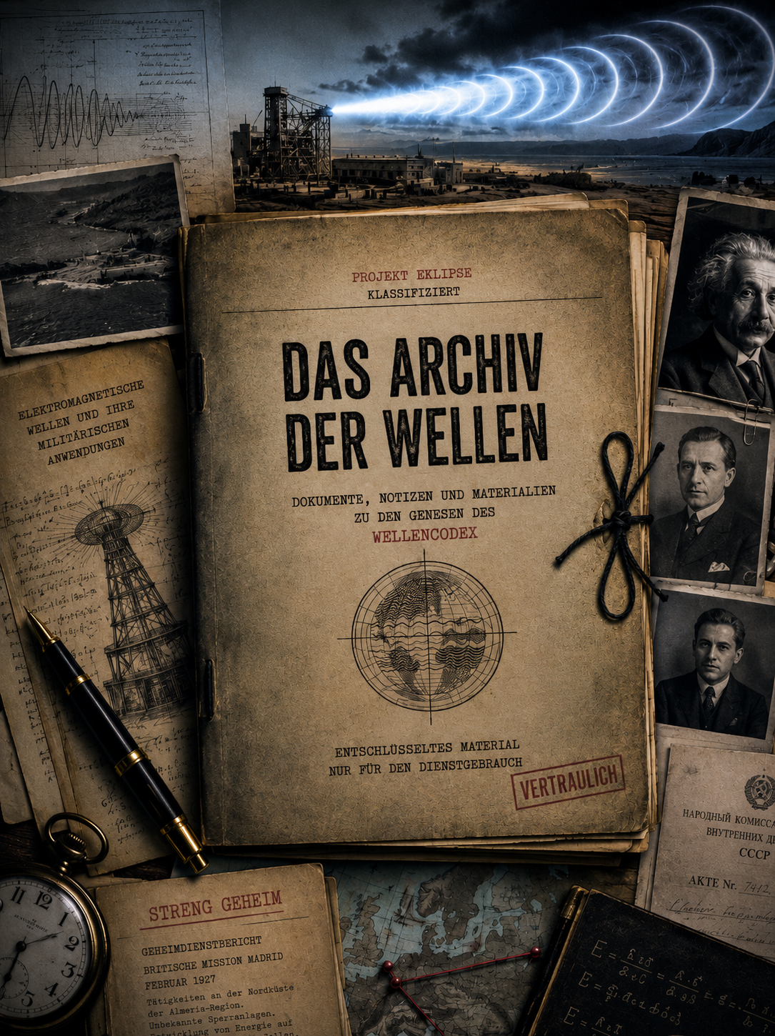 Bevor EKLIPSE zur Legende wurde, existierten die Dokumente.

Berichte der Geheimdienste, verschlüsselte Telegramme, wissenschaftliche Akten, Militärdossiers und Aufzeichnungen aus den abgelegenen Archiven von Solowki.

Das Archiv der Wellen öffnet die Türen zu den Quellen hinter dem Roman: ausgewählte Szenen, Autorenkommentare, freigegebene Dokumente und exklusive Materialien, die neue Einblicke in die Welt von EKLIPSE gewähren.

Zugang zum vertraulichen Dossier anfordern.
