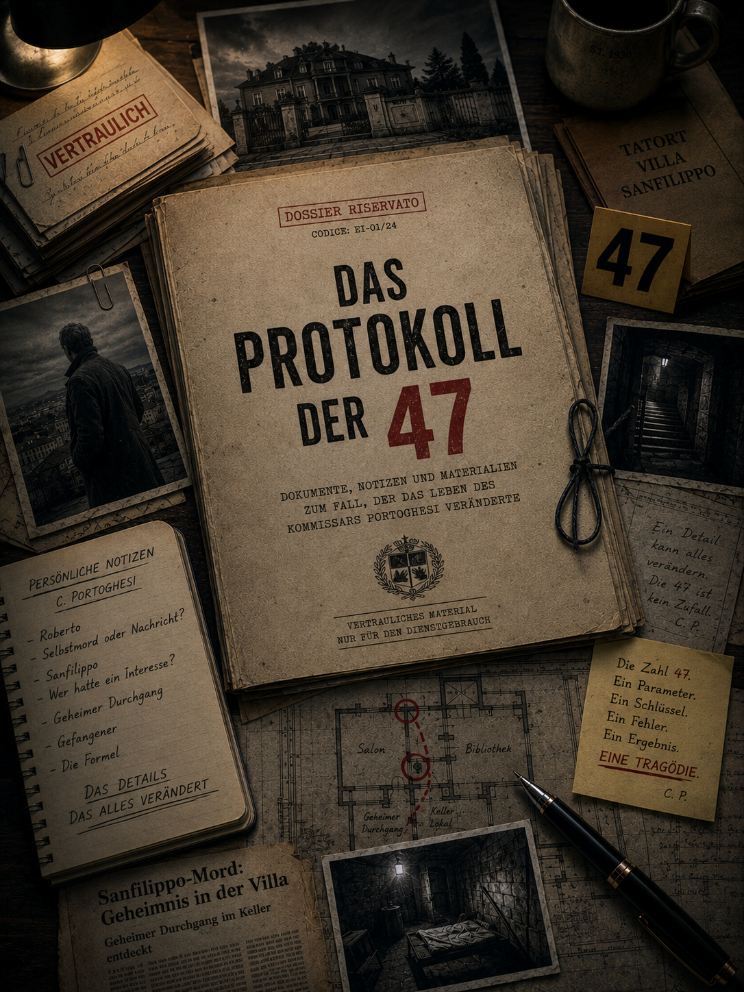 Vor dem Roman gab es die Hinweise.

Ermittlungsberichte, forensische Gutachten, persönliche Notizen und Dokumente aus den verborgenen Räumen der Villa Sanfilippo.

Das Protokollarchiv versammelt das Material, das Das Protokoll der 47 inspiriert hat: Romanauszüge, Autorenkommentare, Ermittlungsakten und exklusive Inhalte, die die Geschichte über die Seiten des Romans hinaus erweitern.

Denn manchmal genügt eine einzige Zahl, um alles zu verändern.

Zugriff auf das vertrauliche Dossier.